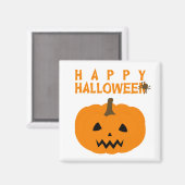 Happy Halloween Text und Kürbiskuit auf White Magn Magnet (Vorderseite/Rückseite)