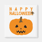 Happy Halloween Text und Kürbiskuit auf White Magn Magnet (Vorne)