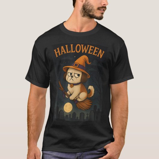 Happy Halloween Themed Shih Tzu Dog T-Shirt (Vorderseite)