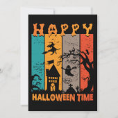 Happy Halloween Time Retro Hexenhaus Ghost Grave Einladung (Vorderseite)