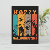 Happy Halloween Time Retro Hexenhaus Ghost Grave Einladung (Stehend Vorderseite)