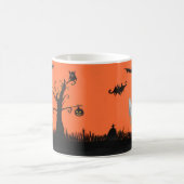 Happy Halloween Tree Ghost Bat Klassische Weiße Ta Kaffeetasse (Mittel)