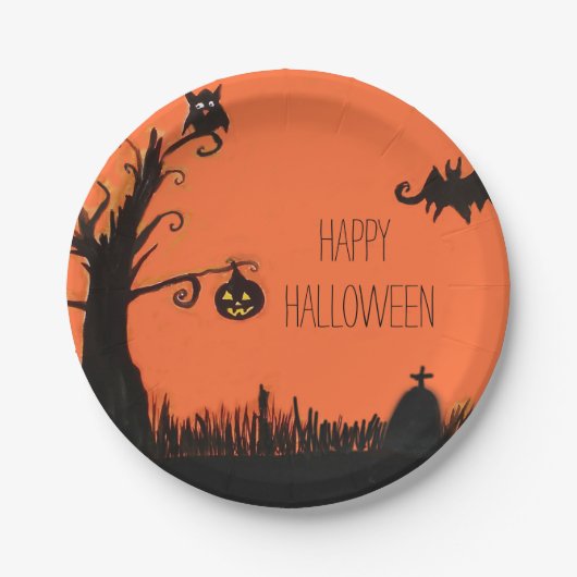 Happy Halloween Tree Ghost Bat Paper Teller (Vorderseite)