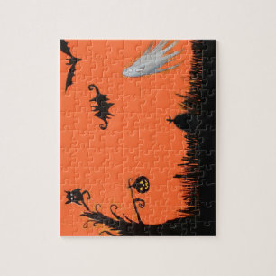 Happy Halloween Tree Ghost Puzzle mit Geschenkboxe