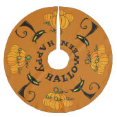 Happy Halloween Tree Skirt Polyester Weihnachtsbaumdecke (Vorderseite)