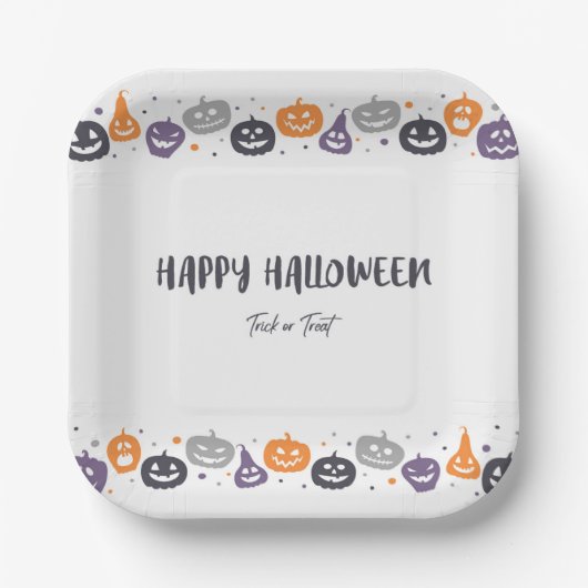 Happy Halloween Trick oder Leckerbissen Pappteller (Vorderseite)