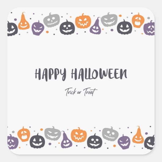 Happy Halloween Trick oder Leckerbissen Quadratischer Aufkleber (Vorderseite)