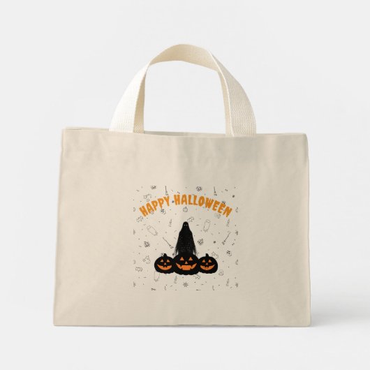 Happy Halloween Trick-oder-Leckerei Tote Bag Mini Stoffbeutel (Rückseite)