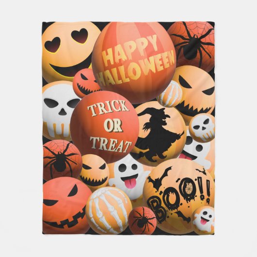 Happy Halloween Trick oder Treat Boo Pumpkin Blank Fleecedecke (Vorderseite)