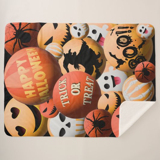 Happy Halloween Trick oder Treat Boo Pumpkin Blank Sherpadecke (Vorderseite (Horizontal))