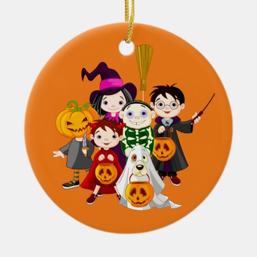 Happy Halloween Trick oder Treat Children Keramik Ornament (Vorne)