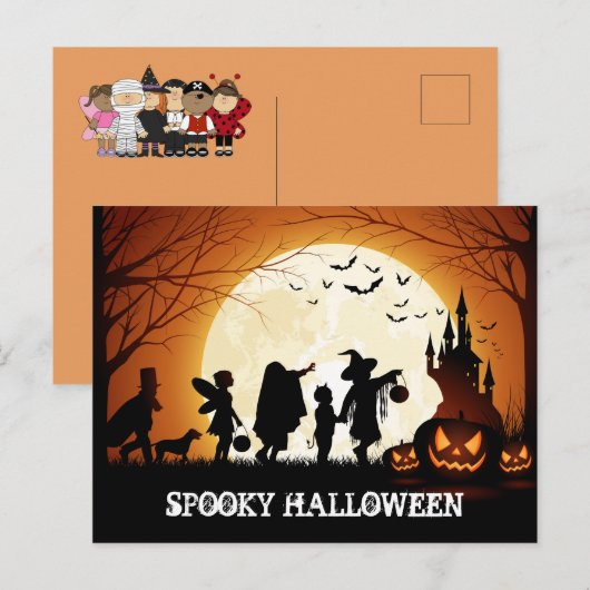 Happy Halloween Trick oder Treat Children Postkarte (Vorne/Hinten)