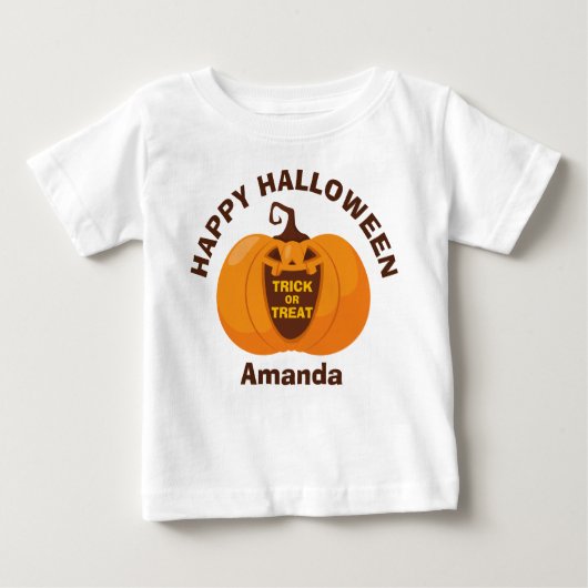 Happy Halloween Trick oder Treat Orange Pumpkin Baby T-shirt (Vorderseite)