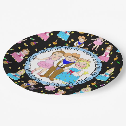 Happy Halloween Trick oder Treat Party Pappteller (Schrägansicht)