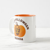 Happy Halloween Trick oder Treat Spooky Pumpkin Fa Zweifarbige Tasse (Vorderseite Links)