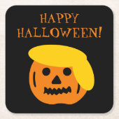 Happy Halloween Trump Kürbiskopf Schnitzerei Rechteckiger Pappuntersetzer (Vorderseite)