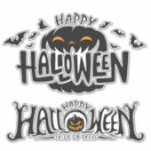 Happy Halloween Typografie Aufkleber (Vorderseite)