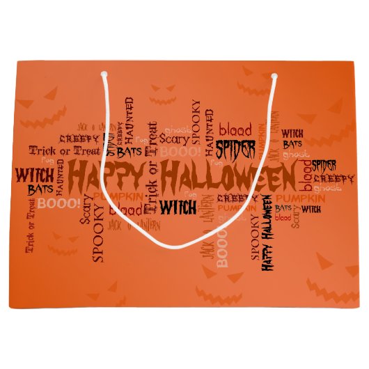 Happy Halloween Typografie Große Geschenktüte (Vorderseite)
