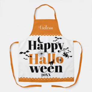 Happy Halloween-Typografie mit Vintage-Elementen Schürze