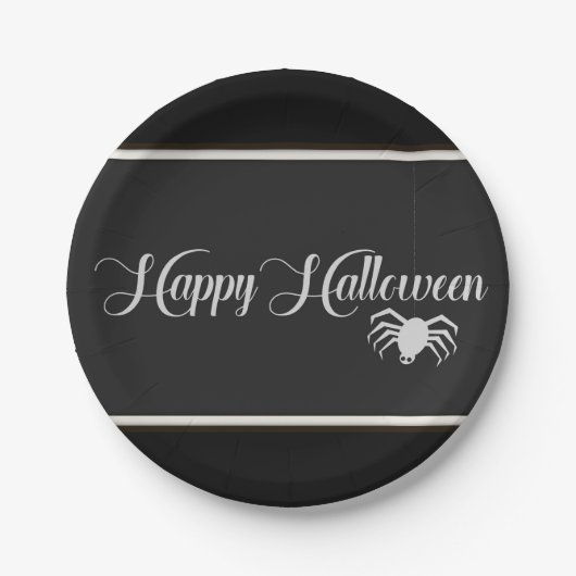 Happy Halloween Typografie Pappteller (Vorderseite)