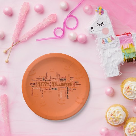 Happy Halloween Typografie Pappteller (Party)