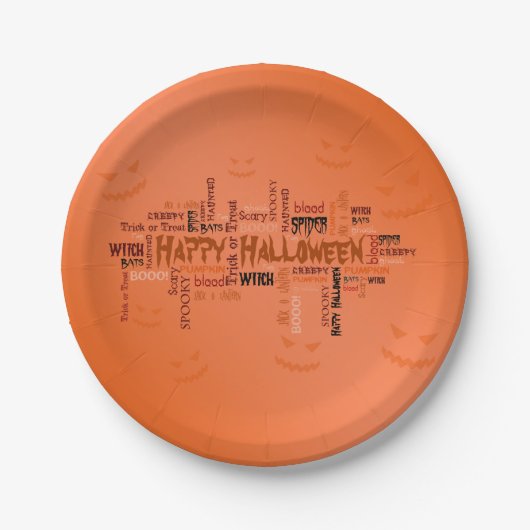 Happy Halloween Typografie Pappteller (Vorderseite)