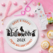Happy Halloween Typografie & Symbole Design Pappteller (Party)