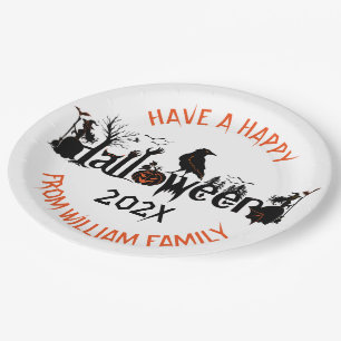 Happy Halloween Typografie & Symbole Design Pappteller