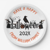 Happy Halloween Typografie & Symbole Design Pappteller (Vorderseite)