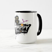 Happy Halloween Typografie Tasse (VorderseiteRechts)
