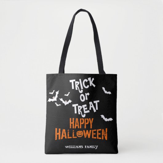 Happy Halloween Typografy Trick oder Treat Tasche (Vorderseite)