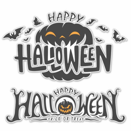 Happy Halloween Typography Aufkleber (Vorderseite)