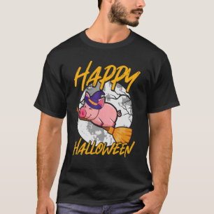 Happy Halloween u2013 Hexenpig Flying Broom Hallo T-Shirt