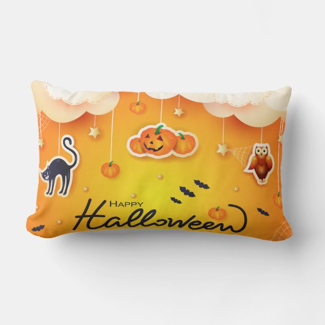 Happy Halloween über den Wolken Lendenkissen (Vorderseite)