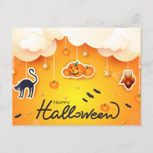 Happy Halloween über den Wolken Postkarte