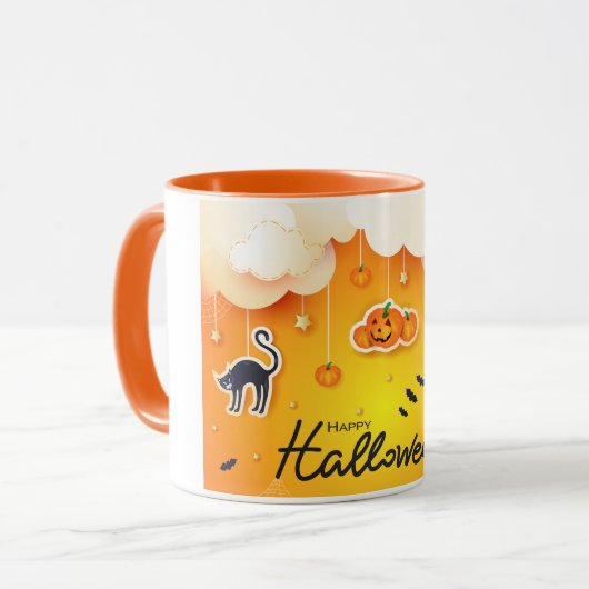Happy Halloween über den Wolken Tasse (Vorderseite Links)