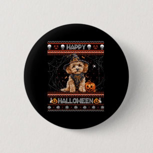 Happy Halloween Ugly Poodle Howl-o-ween Pumpkin Do Button