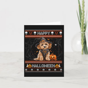 Happy Halloween Ugly Poodle Howl-o-ween Pumpkin Do Karte