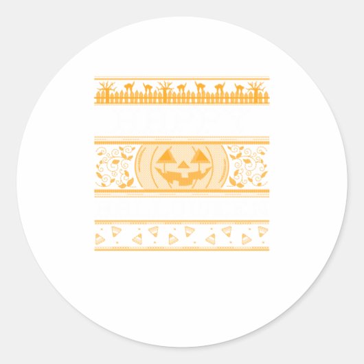 Happy Halloween Ugly ter Design Pumpkins Runder Aufkleber (Vorderseite)