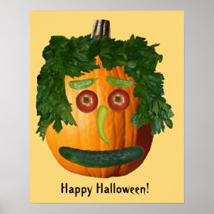 Happy Halloween - Uncut Pumpkin Face Poster