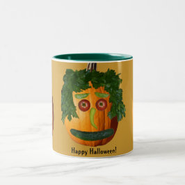 Happy Halloween - Uncut Pumpkin Face Zweifarbige Tasse
