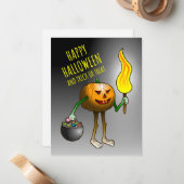 Happy Halloween und Trick oder Treat Card Mitteilungskarte (Vorderseite/Rückseite Beispiel)