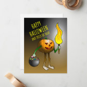 Happy Halloween und Trick oder Treat Mitteilungskarte (Vorderseite/Rückseite Beispiel)