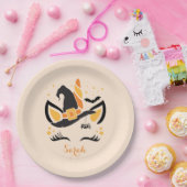 Happy Halloween Unicorn Hexe mit Augenbrauen Pappteller (Party)