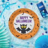 Happy Halloween Vampire Bat Paper Plate Pappteller (Party)