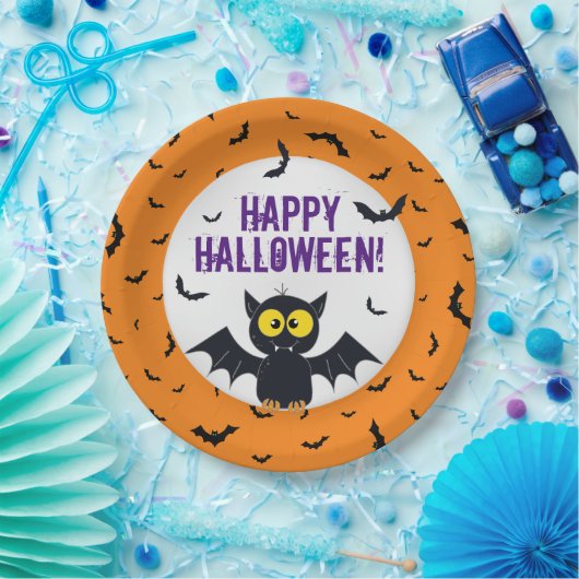 Happy Halloween Vampire Bat Paper Plate Pappteller (Party)