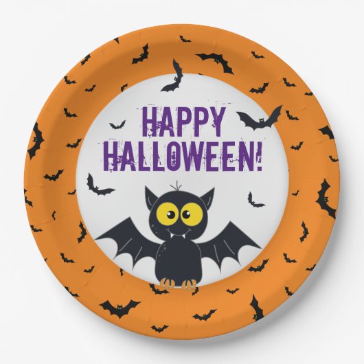 Happy Halloween Vampire Bat Paper Plate Pappteller (Vorderseite)