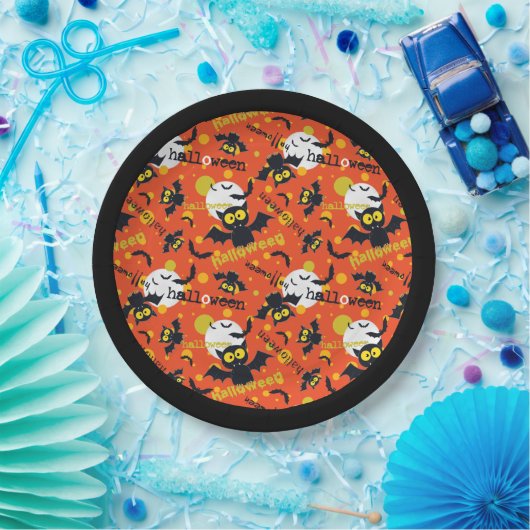 Happy Halloween Vampire Bat Paper Plate Pappteller (Party)