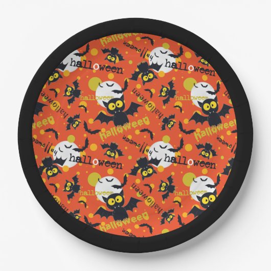 Happy Halloween Vampire Bat Paper Plate Pappteller (Vorderseite)