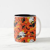 Happy Halloween Vampire Fang Bat Spooky Design Zweifarbige Tasse (VorderseiteRechts)